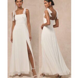 Lulus Radiant Romance White Tie-Strap Maxi Dress Size Medium NWOT